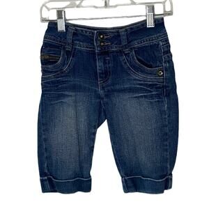Calvin Klein Jeans Girls Bermuda Rolled Cuffed Denim Jean Shorts Size 7